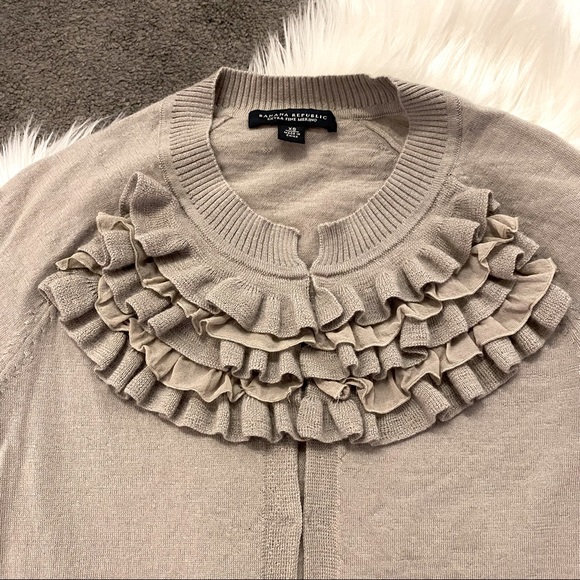 Grey ruffle yoke cardigan - Picture 2 of 4